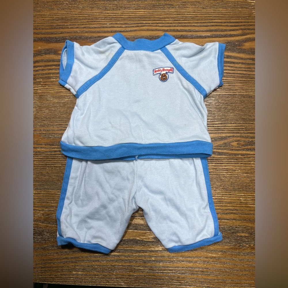 Teddy Ruxpin Bear Blue Shirt and Shorts ONLY, Very Rare 1984-1985 outfit